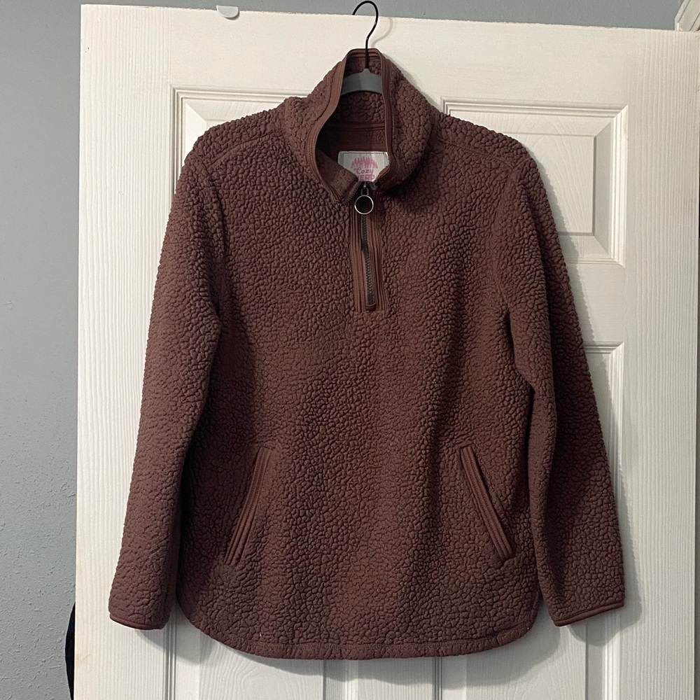 Cozy Maroon/purplish Fleece Pullover Sweatshirt